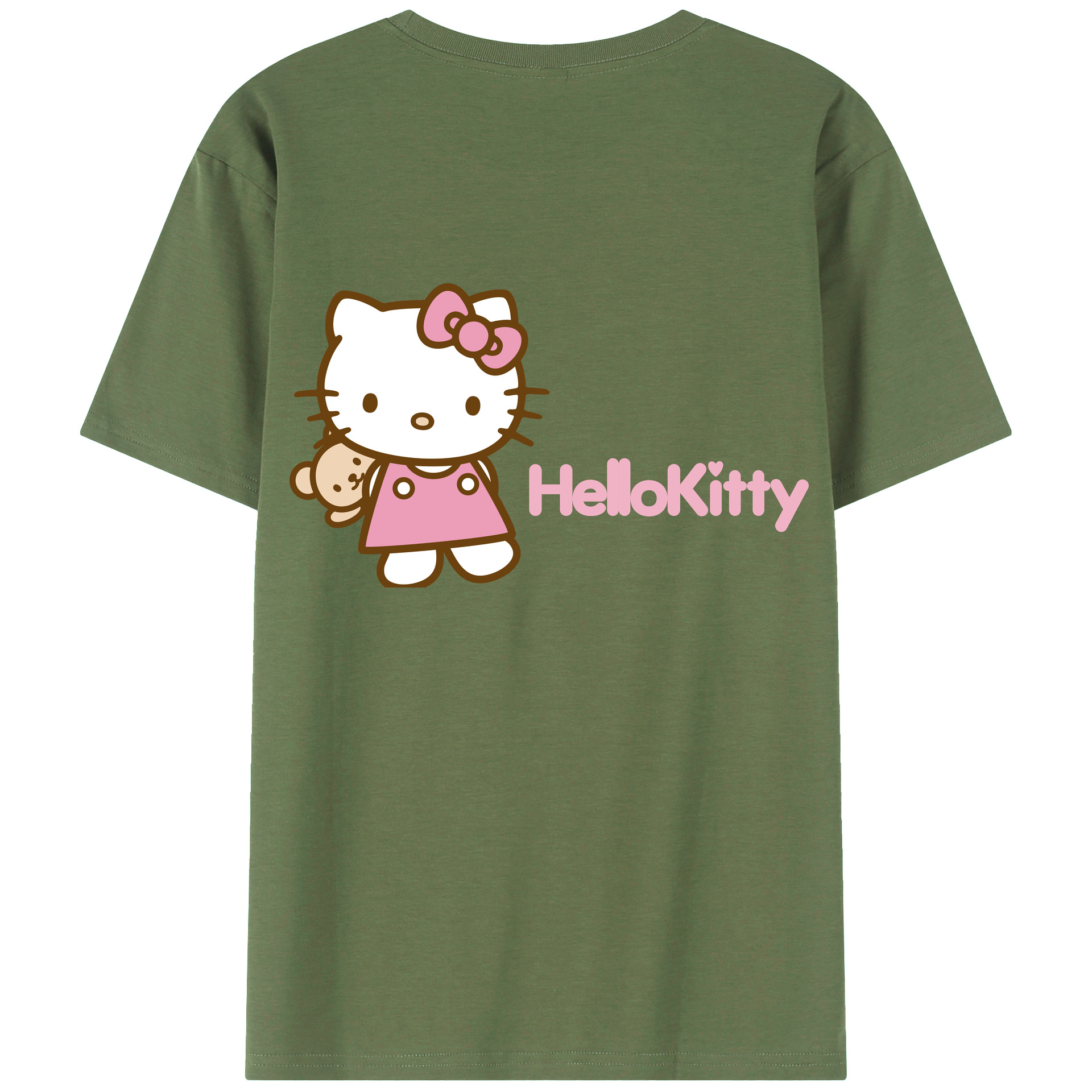 （画像用） Hello Kitty ハローキティ 綿100％ メンズ半袖Tシャツ（バックプリント） 通気性